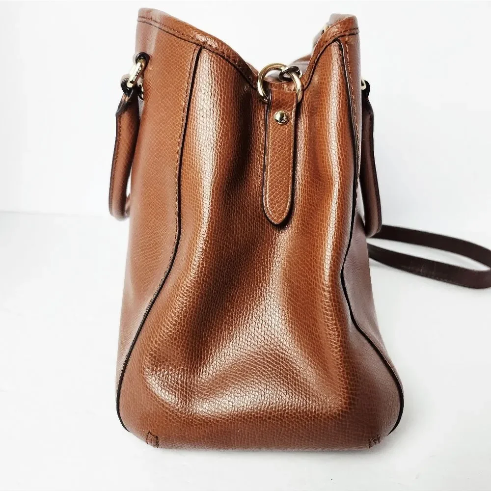 Coach Margot Carryall Satchel Saddle Brown Crossgrain Leather 13x9x5